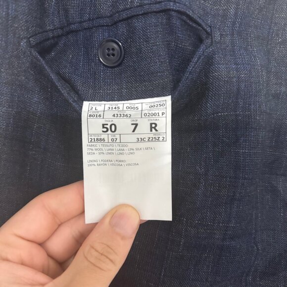 Pal Zileri Made in Italy Navy Suit 50R – Wool Silk Linen - Picture 3 of 11